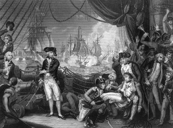 Szene auf dem Deck der Queen Charlotte, 1. Juni 1794, um 1857