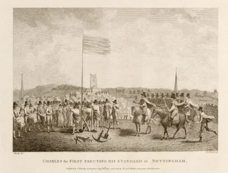 Karl I. errichtet sein Banner in Nottingham