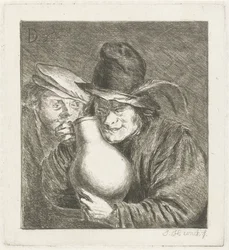 Zwei Bauern mit einem Krug