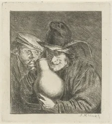 Zwei Bauern mit einem Krug