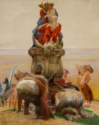 Anbetung der Madonna, mittlerer Teil des Triptychons "Geh zu den Strömen"