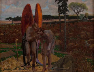 Hinter dem Engel (rechter Teil des Triptychons)