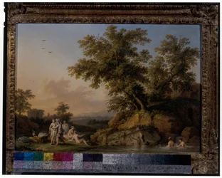 Ein Paar Landschaften mit badenden Nymphen