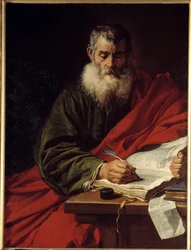 Der heilige Paulus beim Schreiben. Gemälde von Jacob Adriaensz Backer (1608-1651)