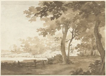 Landschaft mit einem Weg unter Bäumen