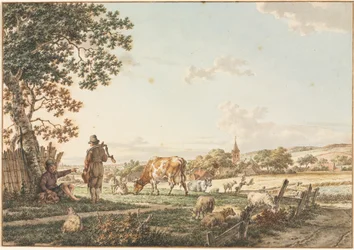Pastorale Landschaft mit Dorf, 1799