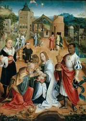 Die Anbetung der Könige, zentrales Panel des Triptychons, 16. Jahrhundert