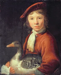 Junge mit einer Gans