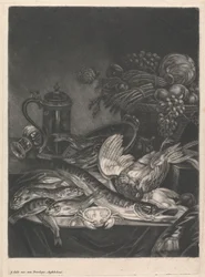 Stillleben mit Fisch und Geflügel