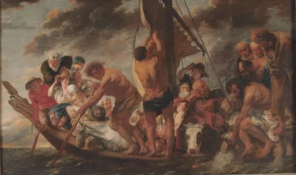 Das Zinsgeld. Petrus findet die Silbermünze im Maul des Fisches. Auch genannt Die Fähre nach Antwerpen