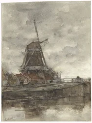 Mühle und die Brücke bei der Nord-West-Buitensingel in Den Haag