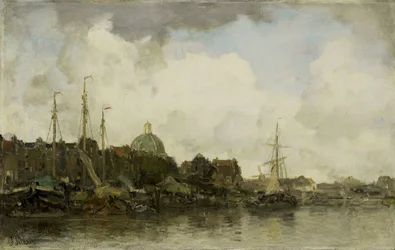 Stadtansicht mit einer Kirche mit Kuppel