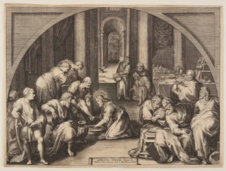Christus wäscht die Füße der Apostel