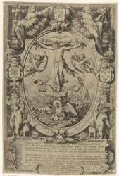 Kreuzigung in allegorischem Rahmen