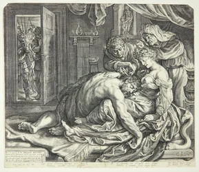 Samson schläft in Delilas Schoß