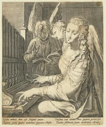 Heilige Cäcilia spielt Orgel