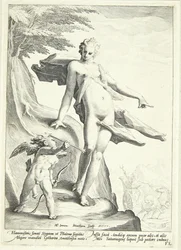 Venus befiehlt Amor, einen Pfeil auf Pluto zu schießen