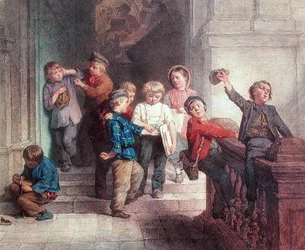 Spielen vor dem Klassenzimmer