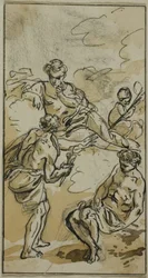 Göttin erscheint zwei Figuren