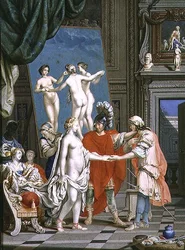 Alexander der Große (356-323 v. Chr.) stellt Campaspe Apelles vor