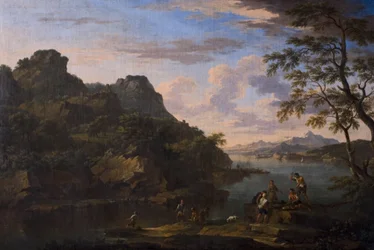 Klassische Landschaft mit Figuren, spätes 17. Jahrhundert