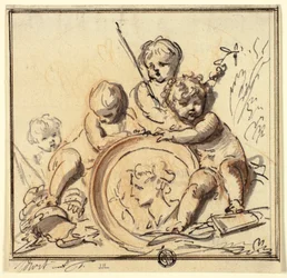 Putti mit Medaillon