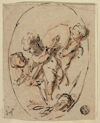 Putti mit Schild und Schwert