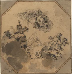 Studie für eine Decke: Allegorie der Ernte mit Dionysos und Ceres