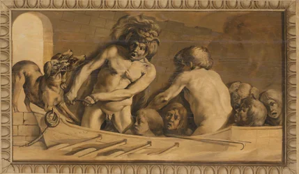 Herkules holt Cerberus aus der Unterwelt (Charon, der Fährmann des Styx)