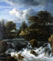 Ein Wasserfall in einer felsigen Landschaft, 1660-70