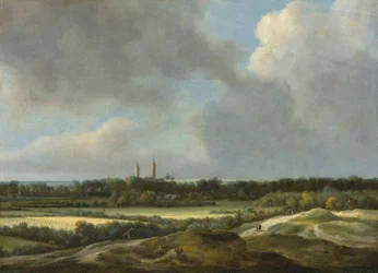 Eine weite Landschaft mit Getreidefeldern, Heemstede im Hintergrund