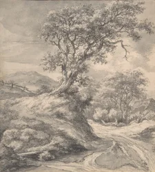 Dünenlandschaft mit Eiche, 1650-55