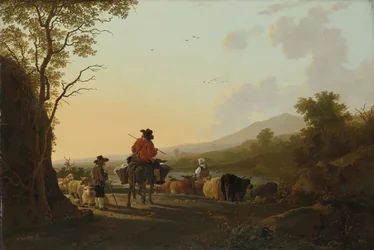 Landschaft mit Viehtreiber und Schäfer, ca. 1780-85
