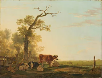 Wiesenlandschaft mit Tieren