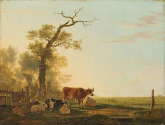 Wiesenlandschaft mit Tieren