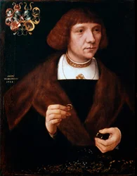 Männliches Porträt mit Ringen, 1524