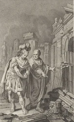 Scipio Aemilianus vor den Ruinen von Karthago in Begleitung von Polybius, 1797