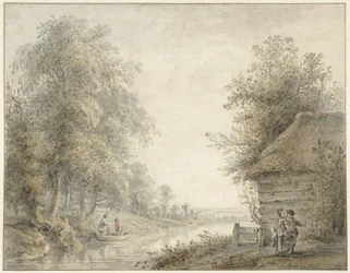 Bauernscheune an einem Kanal am Waldrand