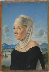 Porträt einer Frau, möglicherweise eine Nonne von San Secondo; (verso) Szene in Grisaille
