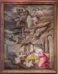 Anbetung des Jesuskindes und Engel mit den Leidenswerkzeugen