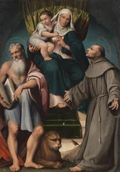 Heilige Anna und das Christuskind auf dem Thron zwischen den Heiligen Hieronymus und Franziskus