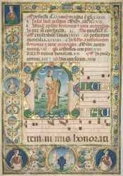 Blatt aus einem Graduale: Initiale (M) mit St. Andreas (recto)