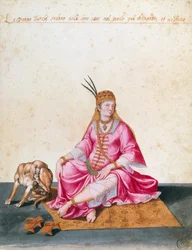 Türkische Frau mit Hund, Zeichnung von Jacopo Ligozzi