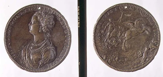 Porträtmedaille, Vorderseite zeigt Hippolytus Gonzaga, Rückseite möglicherweise Juno auf ihrem Wagen