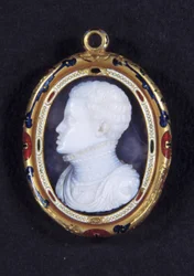 Porträt von Prinz Don Carlos (1545-1568) von Spanien. Chalzedon-Medaillon