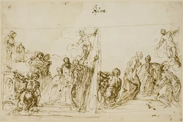 Zwei Kompositionsskizzen für das Votivbild von Doge Pasquale Cicogna, Sala del Pregadi, Palazzo Ducale, Venedig