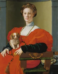Porträt einer Frau mit einem kleinen Hund