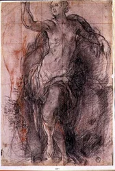 Studie einer weiblichen Figur mit lockerer Draperie