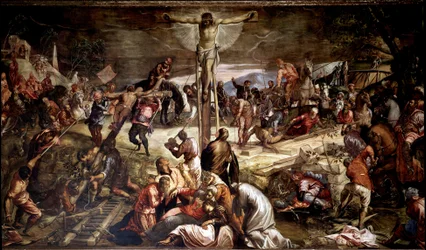 Kreuzigung Gemälde von Tintoretto (Jacopo Robusti) (1518-1594) 1565 Dim 536x1224 cm Venedig, Scuola di San Rocco