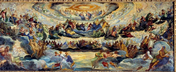 Das Paradies. Skizze von Jacopo Robusti, genannt Tintoretto (Il Tintoretto) (1518-1594), 16. Jahrhundert. Maße: 1,43 x 3,62 m